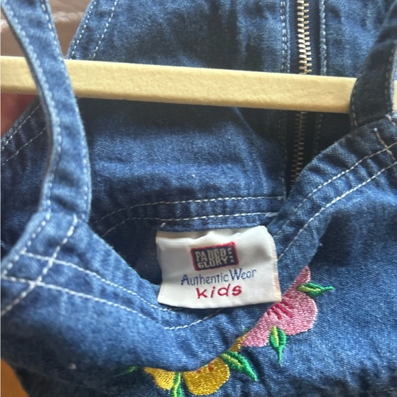 Vintage Faded Glory Romper Dress, Floral Denim, Size 24 mo - Picture 7 of 8